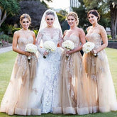 Champagne Bridesmaid Dresses,Lace Bridesmaid Dresses,Rustic Country Bridesmaid Dresses,Robe De Demoiselle D'Honneur,Fs027-Dolly Gown